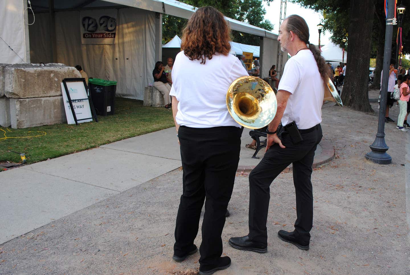 Horns at rest at the 2024 Arts In the Heart of Augusta Festival.