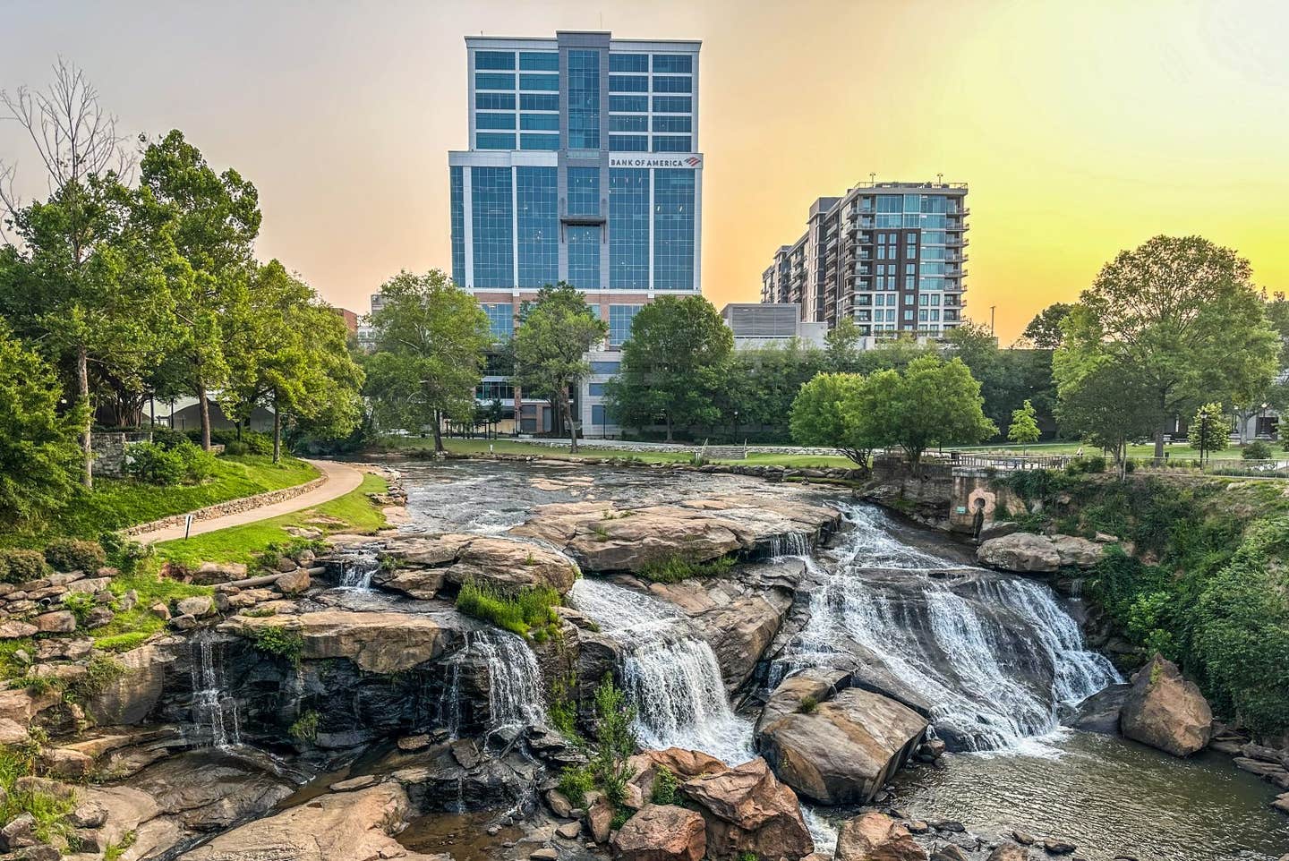 Downtown Greenville, South Carolina, as seen from Falls Park on the Reedy.