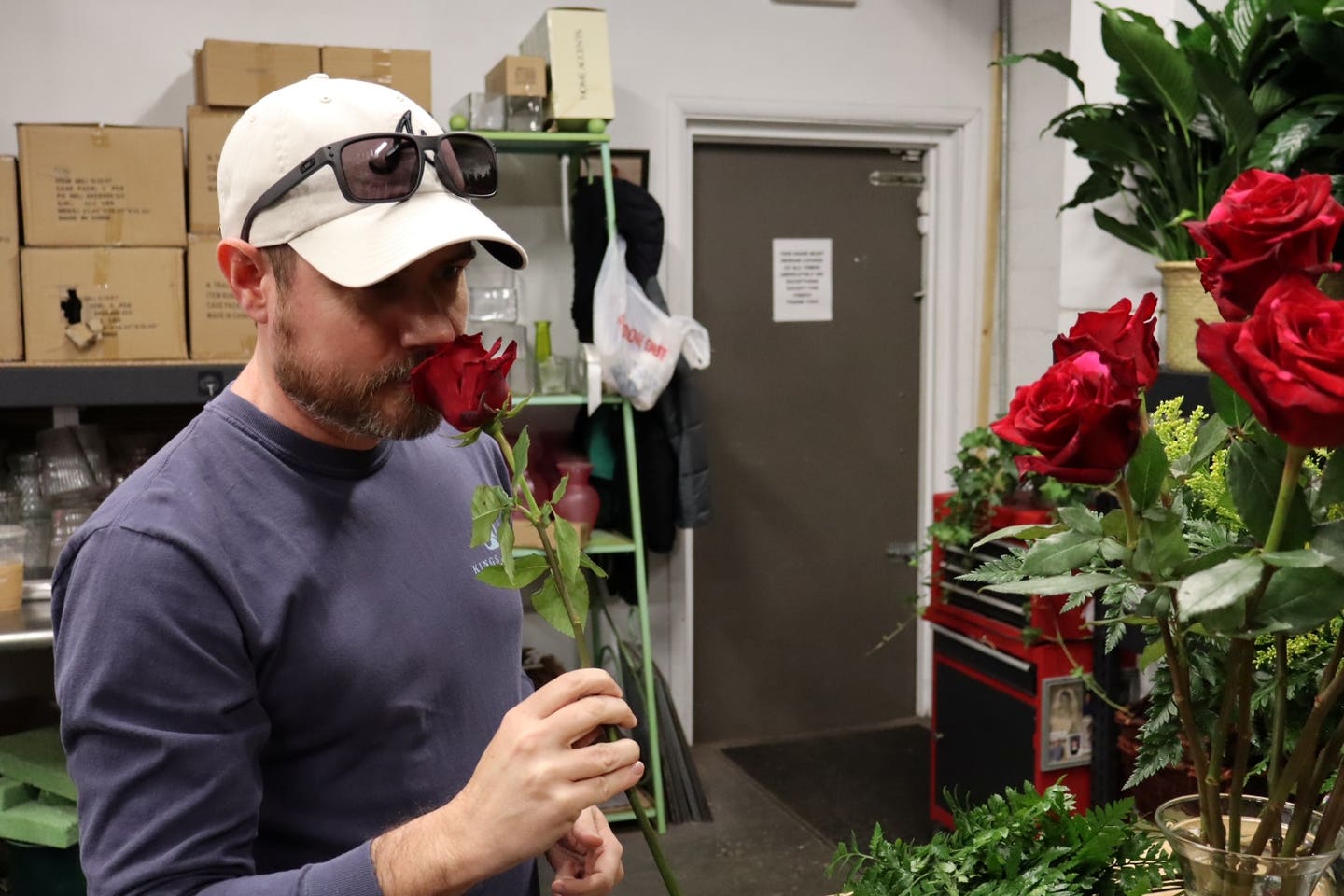 Axelson stops to smell the roses. He was politely reminded that his flowers would not arrange themselves.