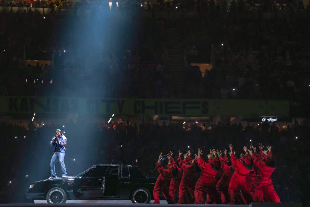 NEW ORLEANS, LOUISIANA: Kendrick Lamar performs onstage during Apple Music Super Bowl LIX Halftime Show at Caesars Superdome on February 09, 2025 in New Orleans, Louisiana.