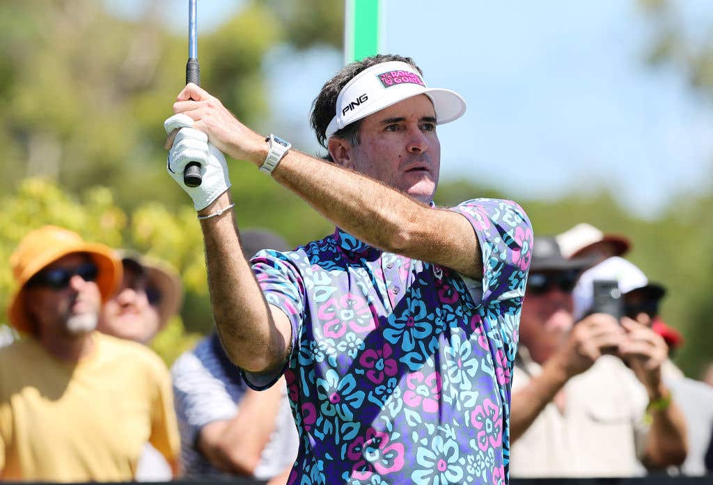 ADELAIDE, AUSTRALIA: Bubba Watson of Rangegoats on the 4th during day one of LIV Golf Adelaide at The Grange Golf Club on February 14, 2025 in Adelaide, Australia. Despite having left the PGA Tour for LIV, as a past champion he remains eligible for the Masters.