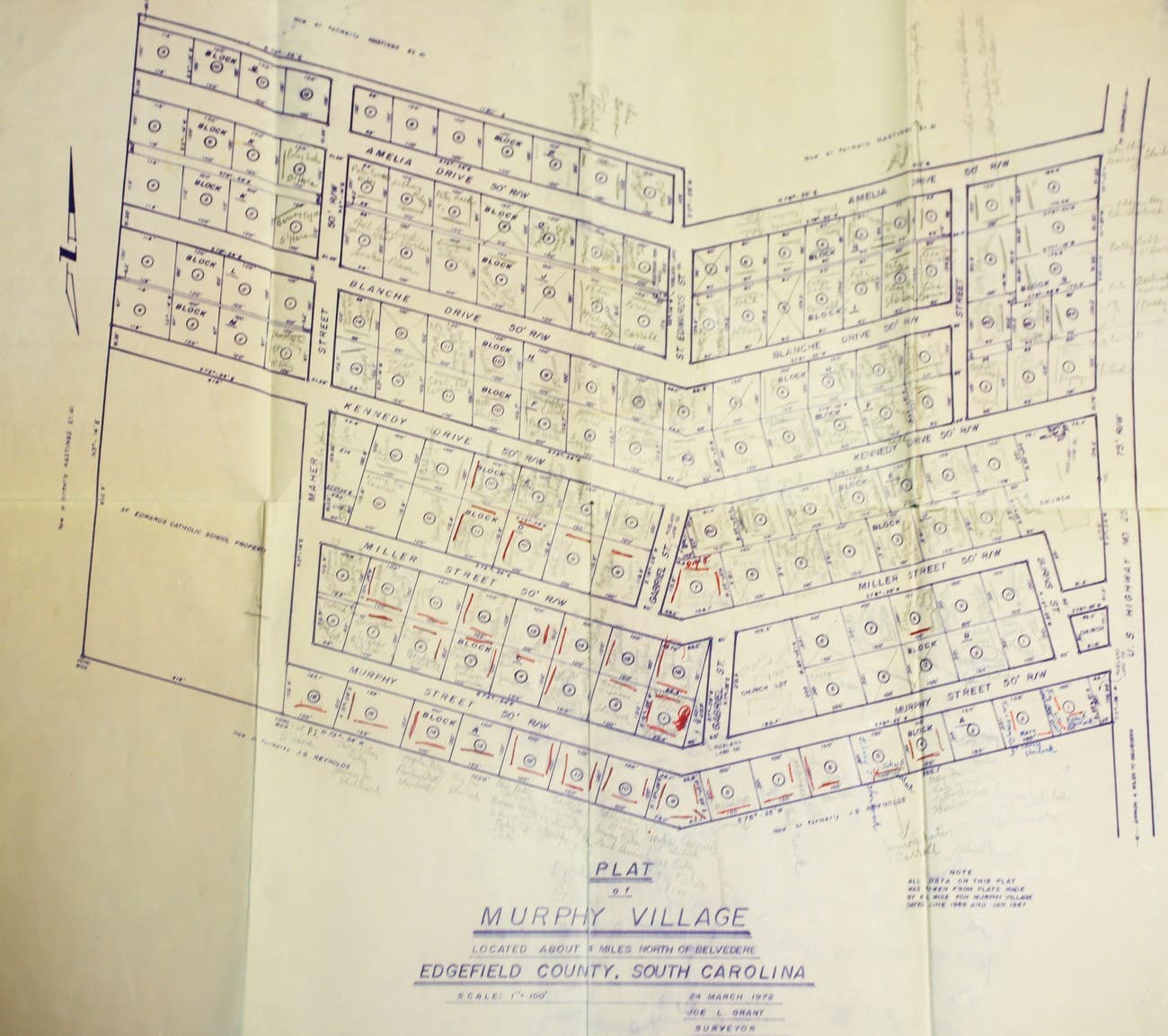 A 1972 survey plat for Murphy Village, established by Irish Travellers in the early 1960s.