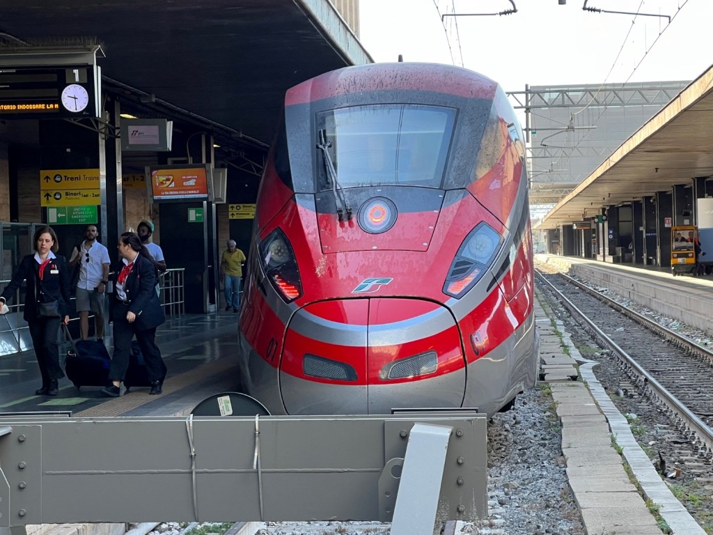 One of the high speed trains running between Venice and Rome in Italy. 