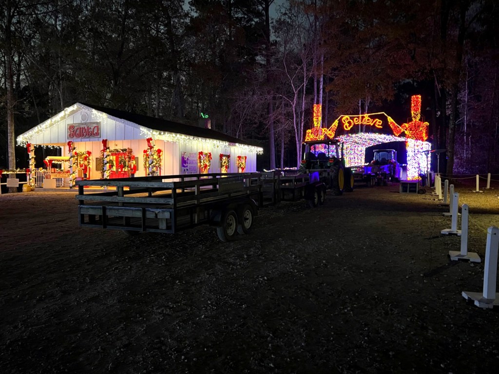 Santa's house (L) was among the structures damaged by Hurricane Helene. The roof was repaired in time for the November 22 opening.